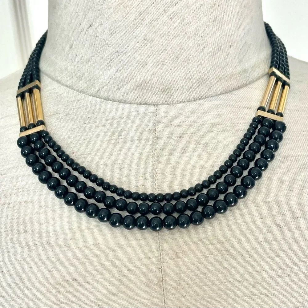 Napier vintage black and gold tone necklace